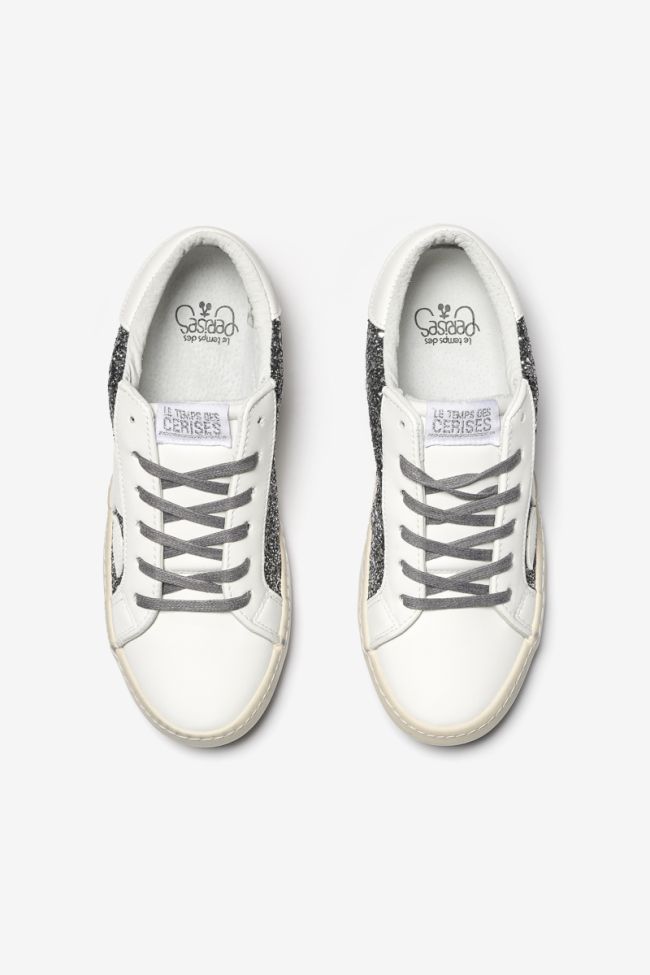 Baskets Austin blanches à paillettes grises