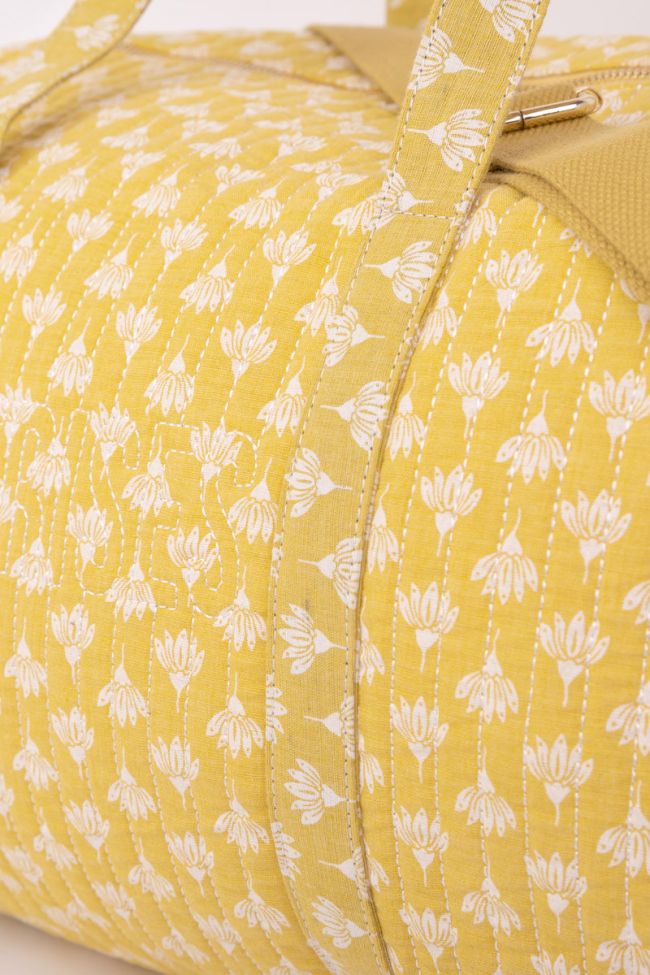 Sac week-end Lisia jaune à motif fleuri 
