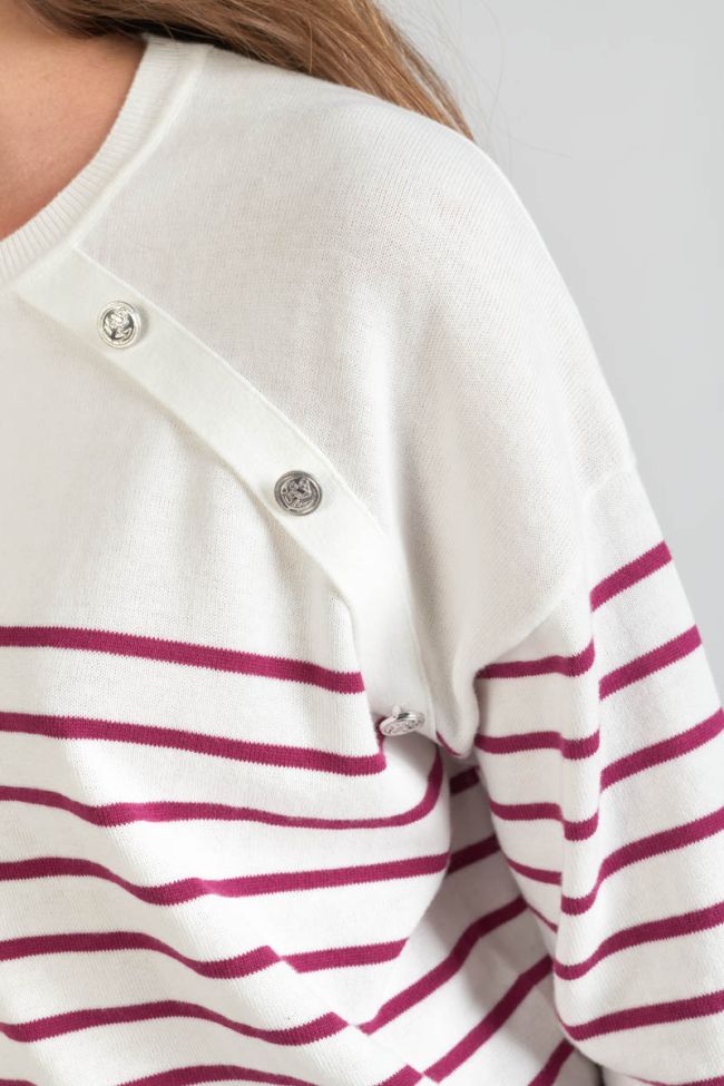 Pull Mareva marinière prune