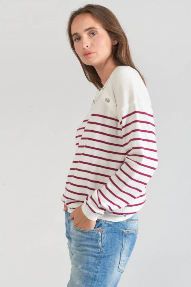 Pull Mareva marinière prune