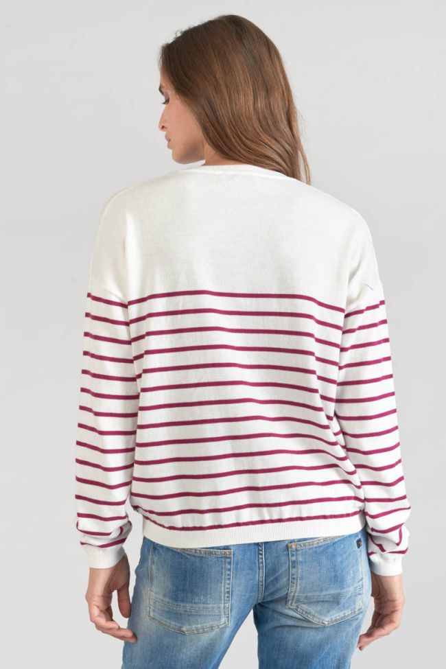 Pull Mareva marinière prune