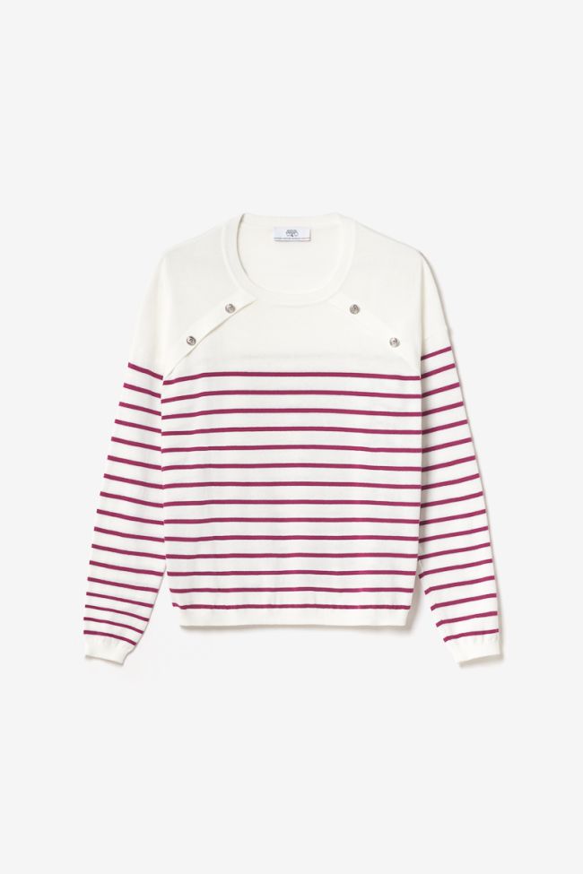 Pull Mareva marinière prune