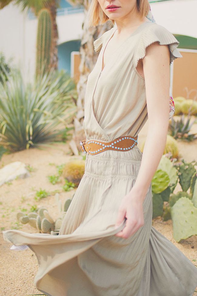 Robe longue Mayas kaki clair 