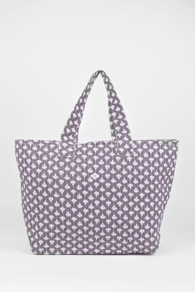 Sac cabas Micky gris à motif fleuri