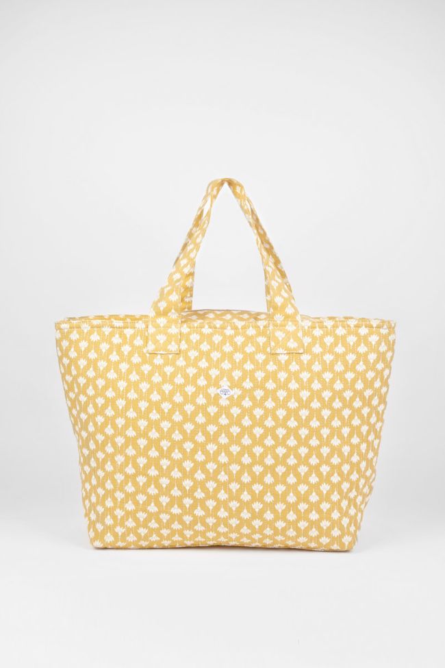 Sac cabas Micky jaune à motif fleuri