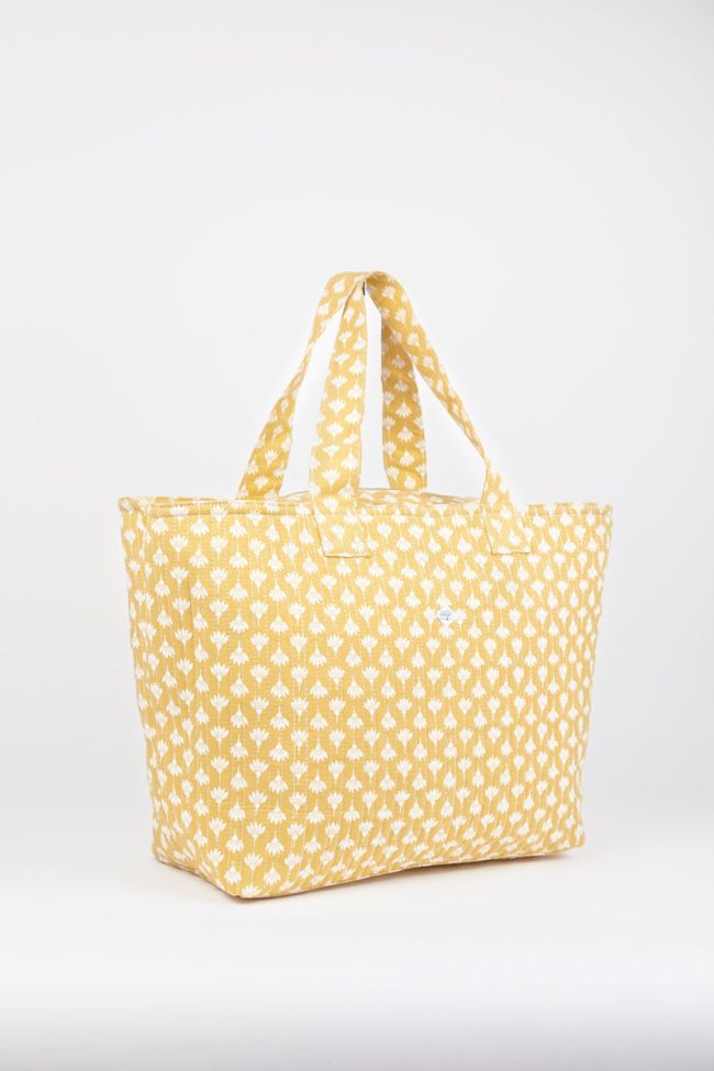 Sac cabas Micky jaune à motif fleuri
