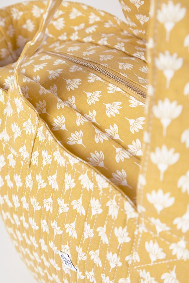 Sac cabas Micky jaune à motif fleuri