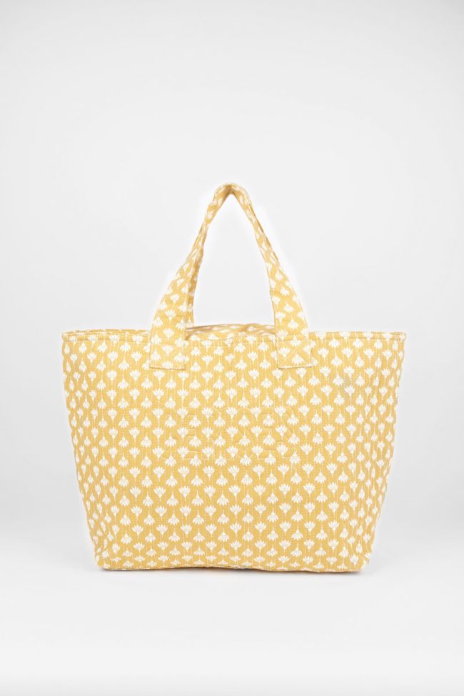 Sac cabas Micky jaune à motif fleuri