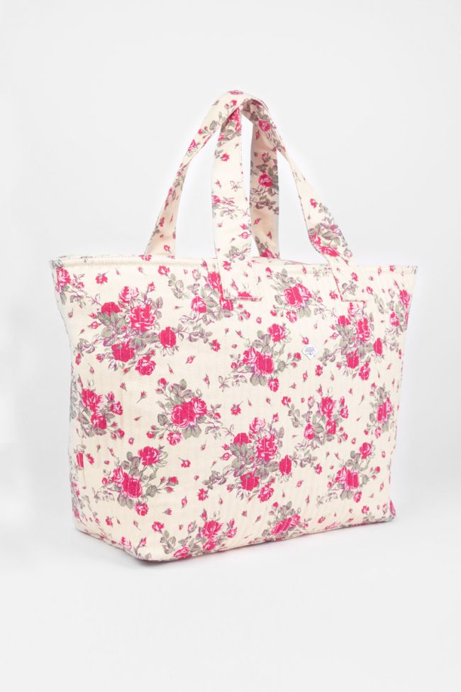Sac cabas Micky à motif fleuri rose