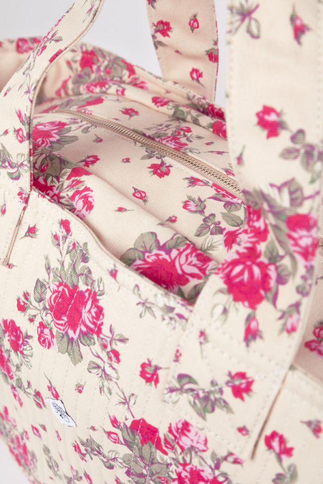 Sac cabas Micky à motif fleuri rose