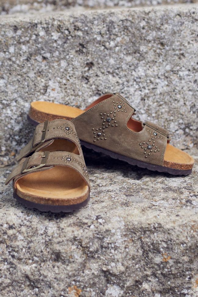 Mules cloutées Naomie kaki