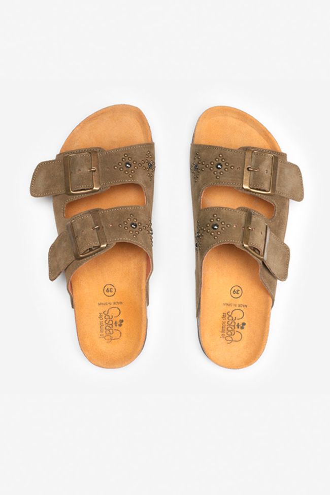 Mules cloutées Naomie kaki