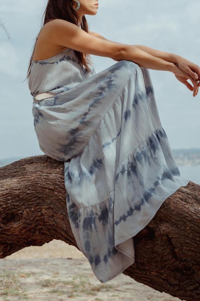 Robe longue Nikos tie and dye bleu