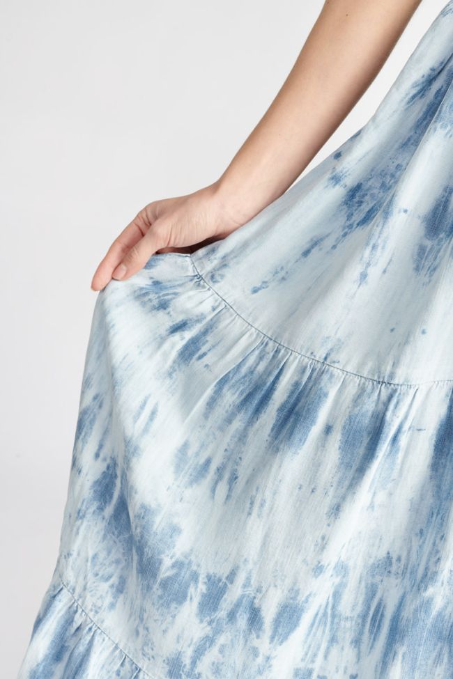 Robe longue Nikos tie and dye bleu
