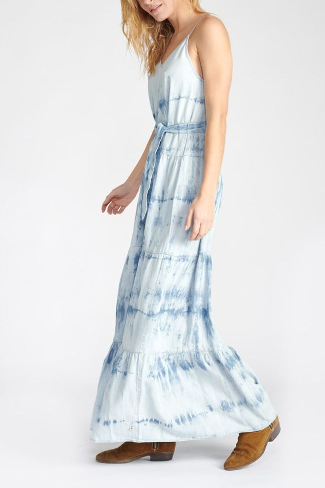 Robe longue Nikos tie and dye bleu