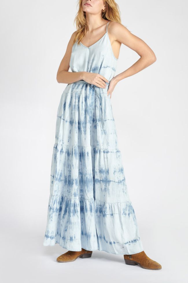 Robe longue Nikos tie and dye bleu
