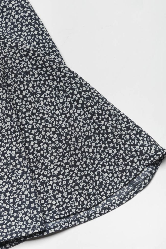 Jupe short Libygi à motif floral bleu marine