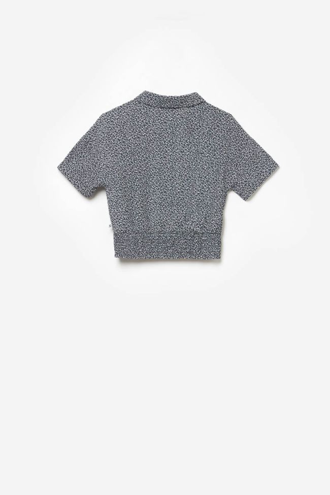 Chemise courte Namigi à motif floral bleu marine