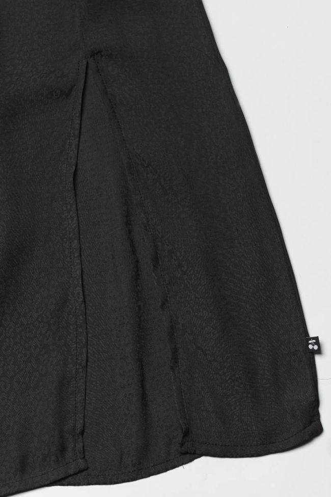 Jupe longue Prarigi à motif léopard noir