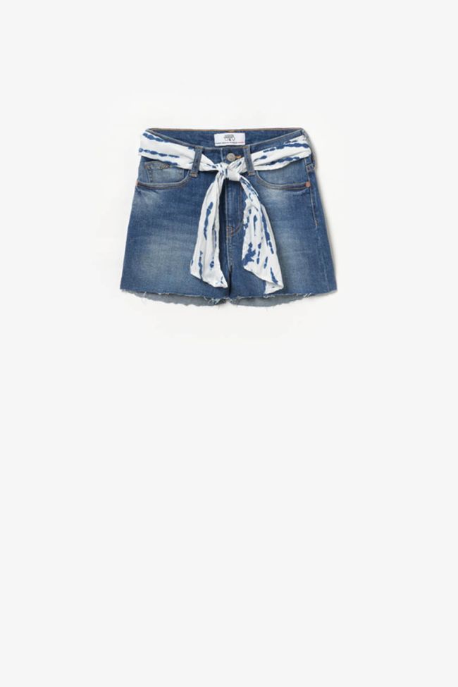 Short taille haute Tika en jeans bleu délavé