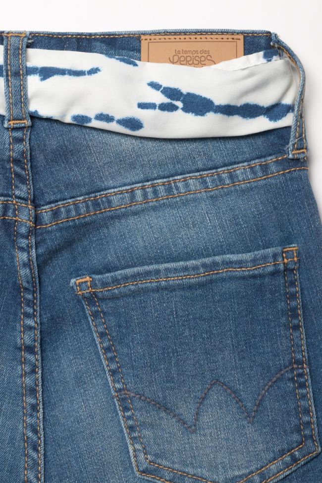 Short taille haute Tika en jeans bleu délavé