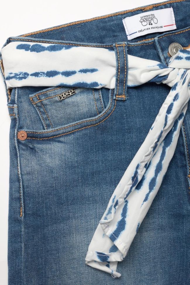 Short taille haute Tika en jeans bleu délavé