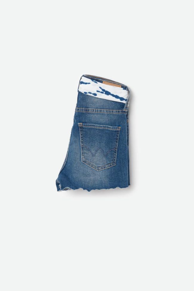 Short taille haute Tika en jeans bleu délavé