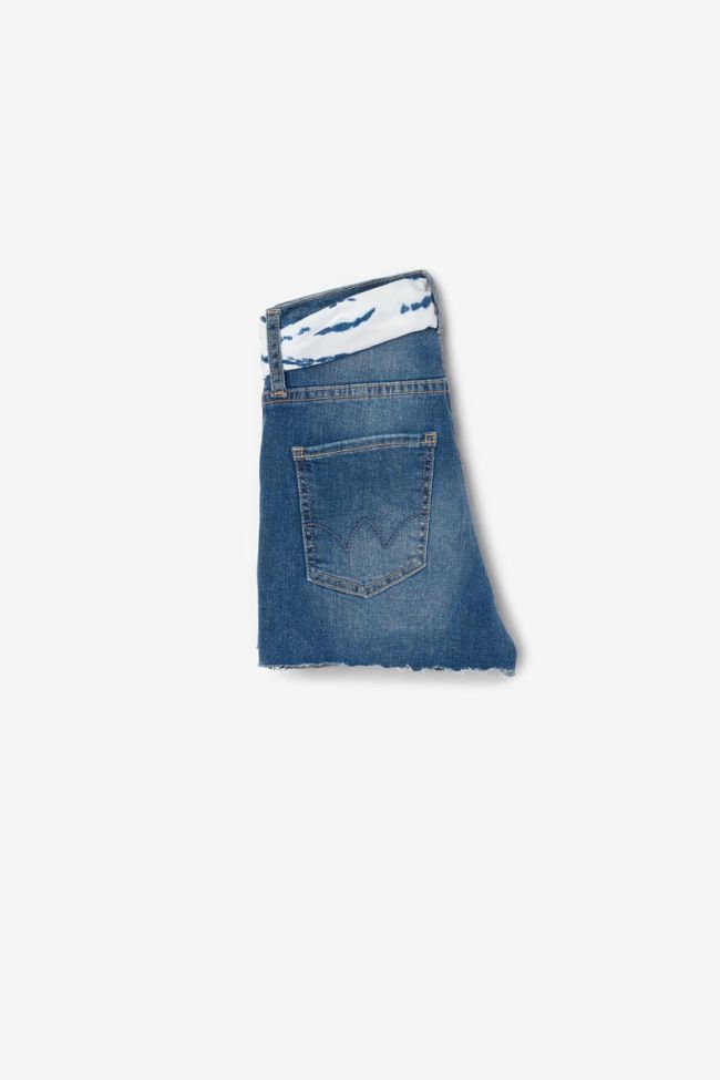 Short taille haute Tika en jeans bleu délavé