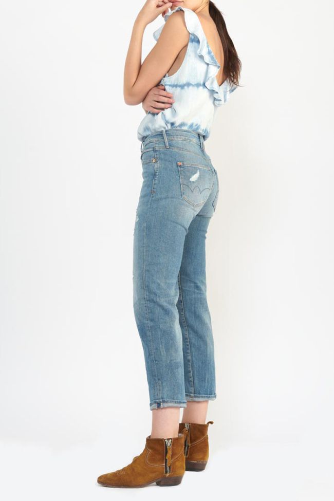 Jeans 400/18 mom Basic taille haute 7/8ème destroy bleu N°4