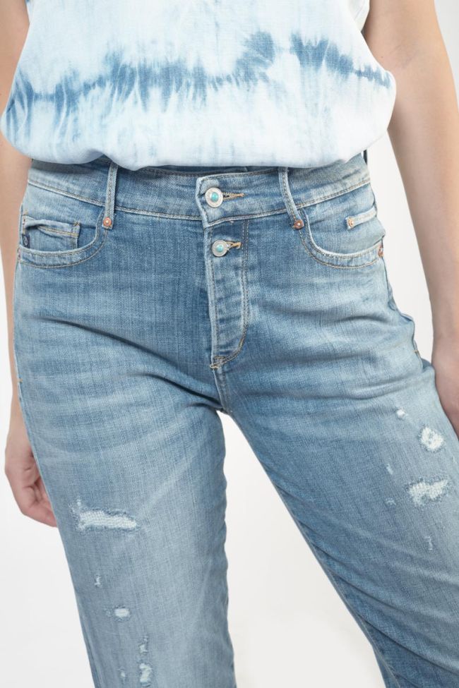 Jeans 400/18 mom Basic taille haute 7/8ème destroy bleu N°4