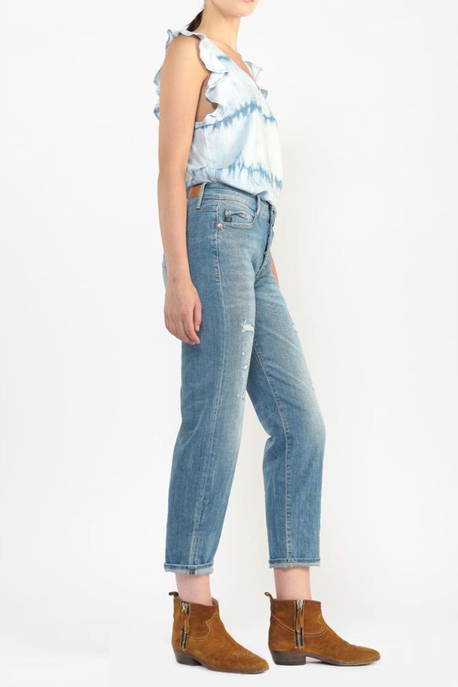 Jeans 400/18 mom Basic taille haute 7/8ème destroy bleu N°4