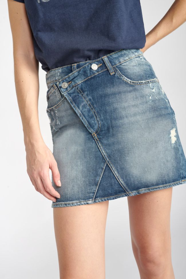 Jupe Alofi en jeans bleu à fermeture asymétrique