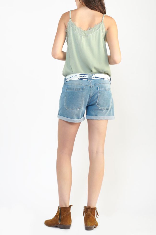 Short Bloom en jeans bleu clair délavé