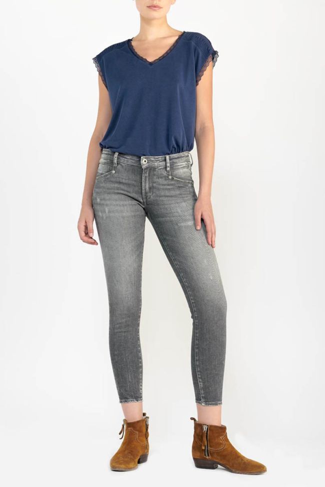 Jeans power skinny Linz 7/8ème destroy gris N°2