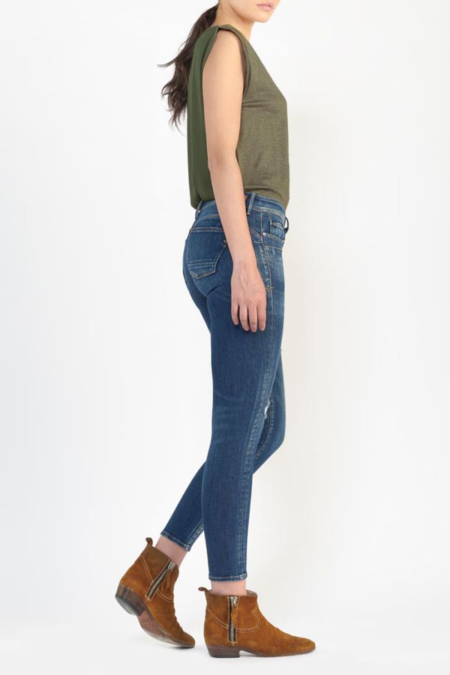 Jeans pulp slim Lise 7/8ème destroy vintage bleu N°2