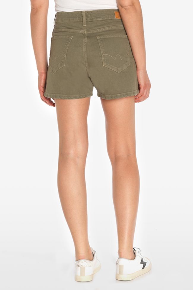 Short Mosta en jeans kaki clair à fermeture asymétrique