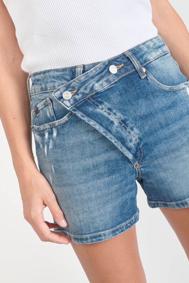 Short Mosta en jeans bleu à fermeture asymétrique