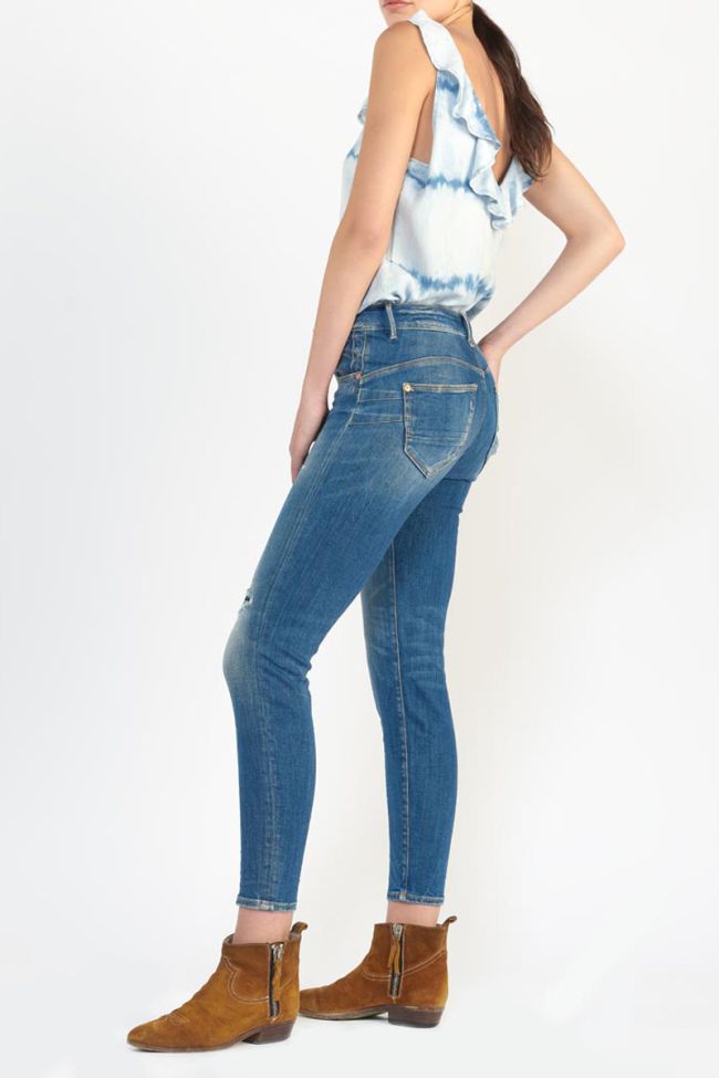 Jeans pulp slim Nin taille haute 7/8ème destroy vintage bleu N°3
