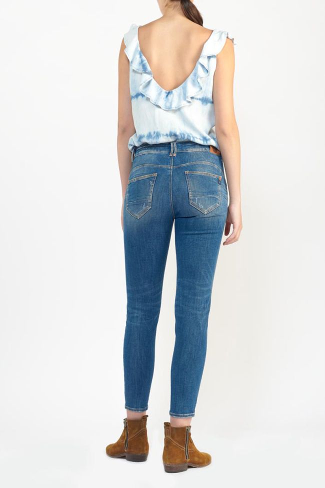 Jeans pulp slim Nin taille haute 7/8ème destroy vintage bleu N°3