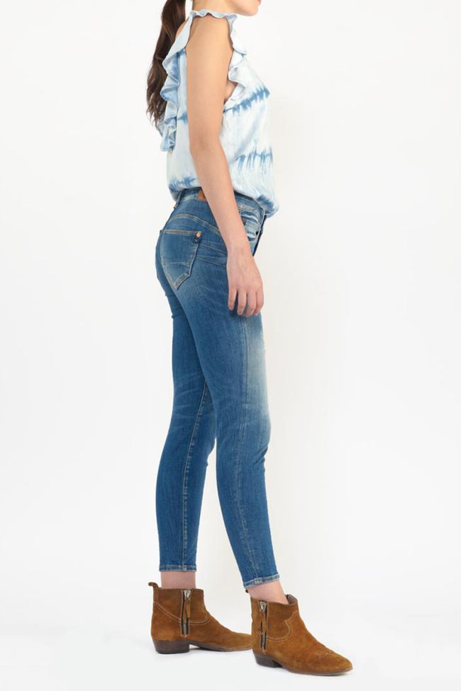 Jeans pulp slim Nin taille haute 7/8ème destroy vintage bleu N°3