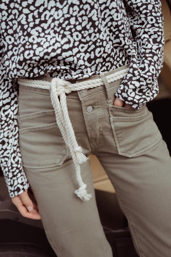 Pricilia taille haute 7/8ème jeans kaki