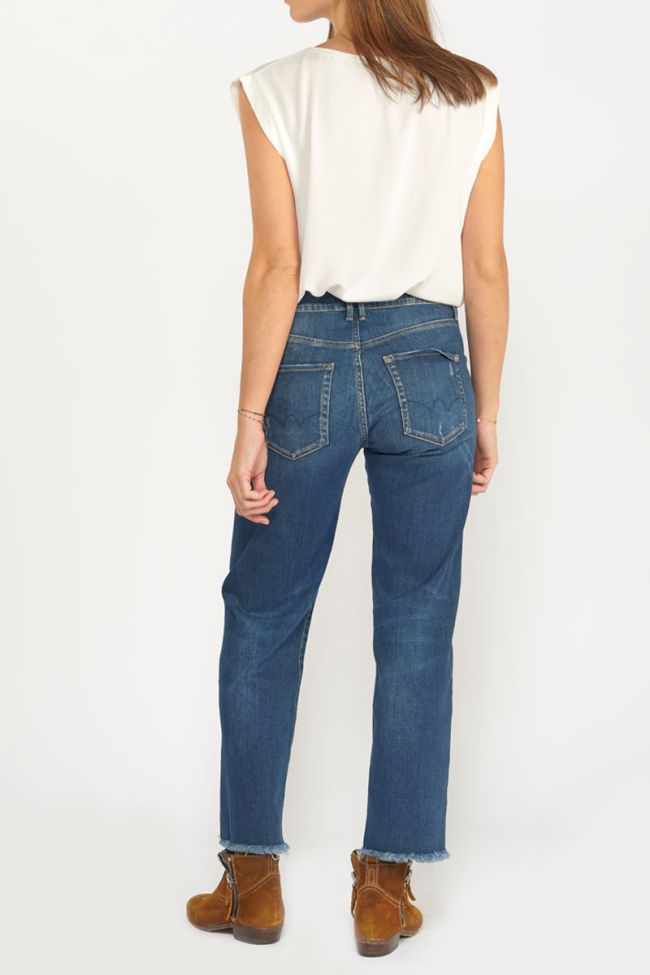 Jeans Pricilia taille haute 7/8ème destroy bleu N°2
