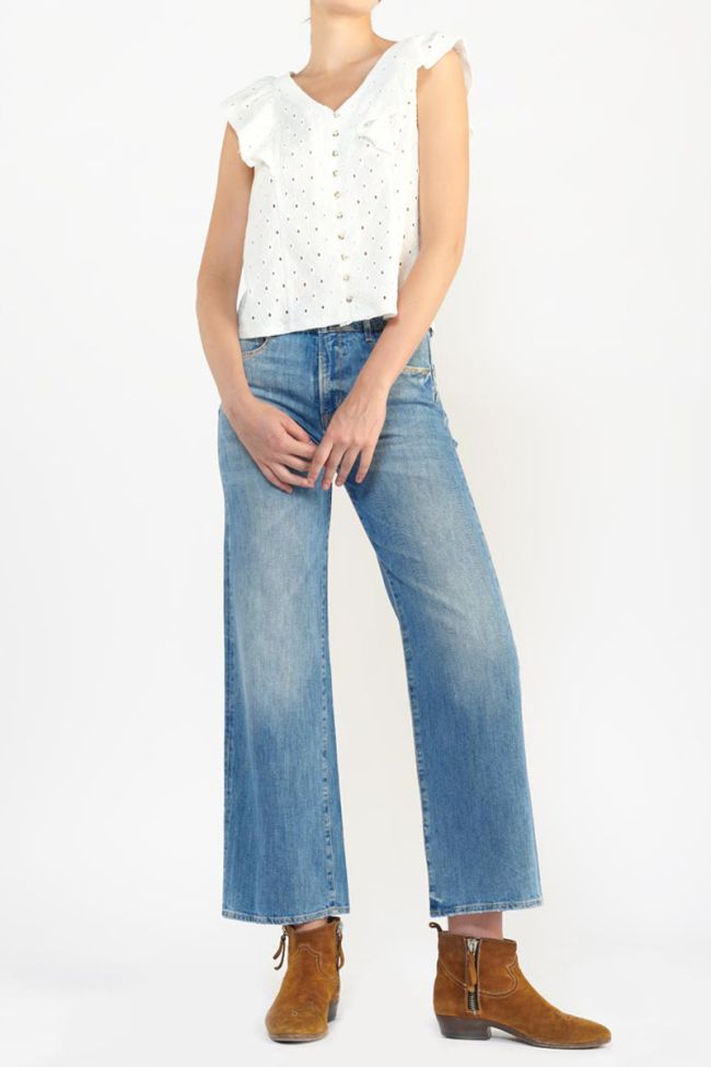 Jeans pulp wide leg taille haute 7/8ème bleu N°4