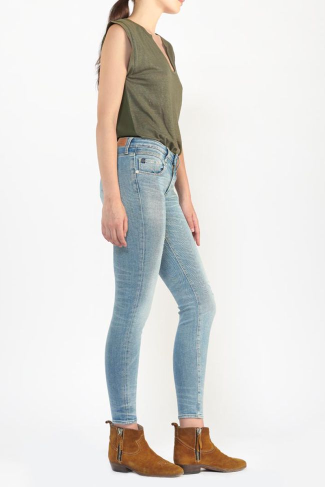 Jeans power skinny Wels 7/8ème destroy bleu N°4