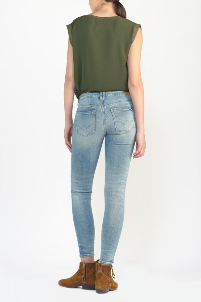 Jeans power skinny Wels 7/8ème destroy bleu N°4