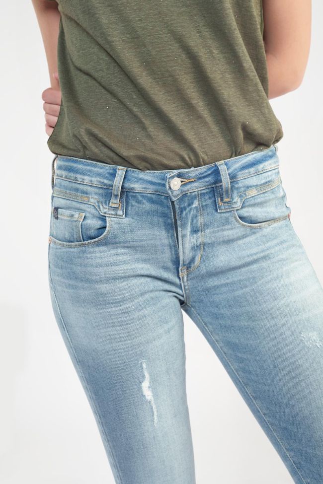 Jeans power skinny Wels 7/8ème destroy bleu N°4