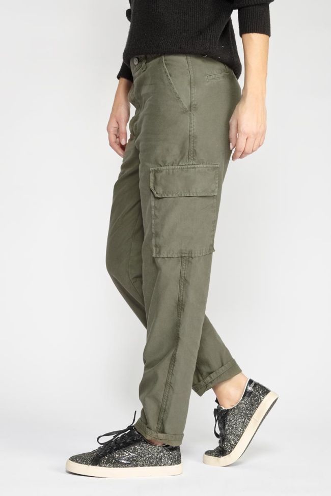 Pantalon Cosy Army kaki à fermeture asymétrique