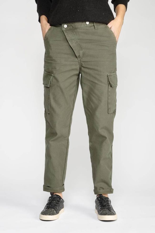 Pantalon Cosy Army kaki à fermeture asymétrique