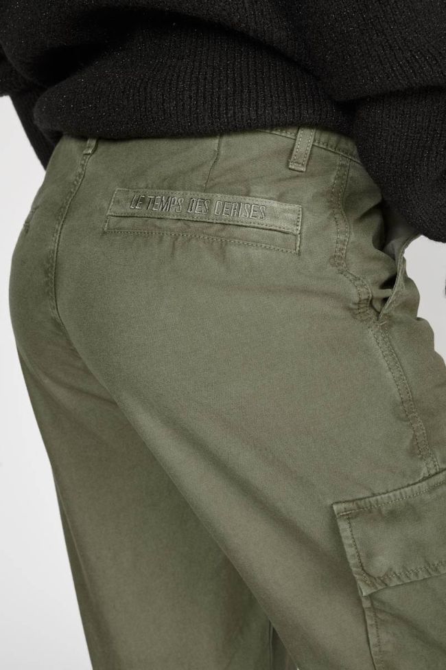 Pantalon Cosy Army kaki à fermeture asymétrique