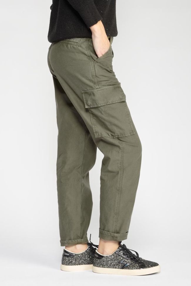 Pantalon Cosy Army kaki à fermeture asymétrique